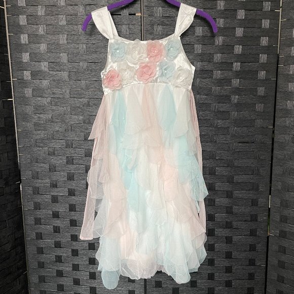 Biscotti Other - Biscotti Girls Party Dress, Flower front, Tulle ruffle dress, Patel, size 12